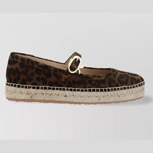 Animal pattern rope sole ballerina shoes